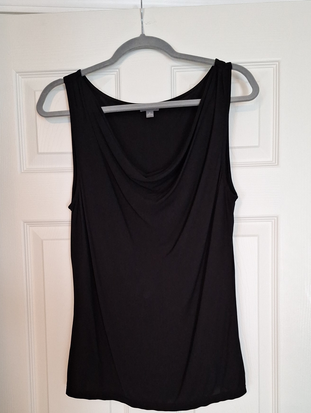 Ann Taylor Black Draped Neck Sleeveless Tank